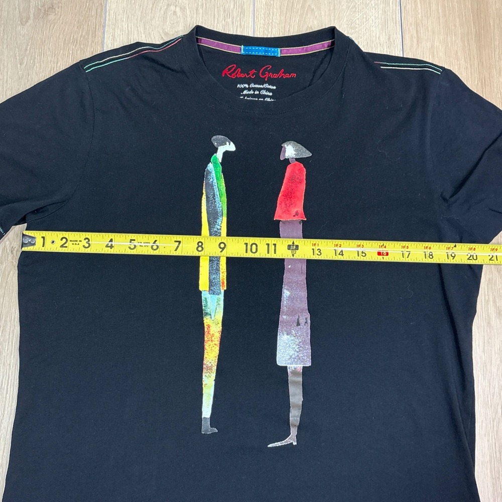 Robert Graham "People Talking" Mens Graphic T-Shirt Black Short Sleeve Medium - Picture 6 of 6